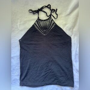 Black Crochet Halter Tank Top - Women BCBG Max Azria